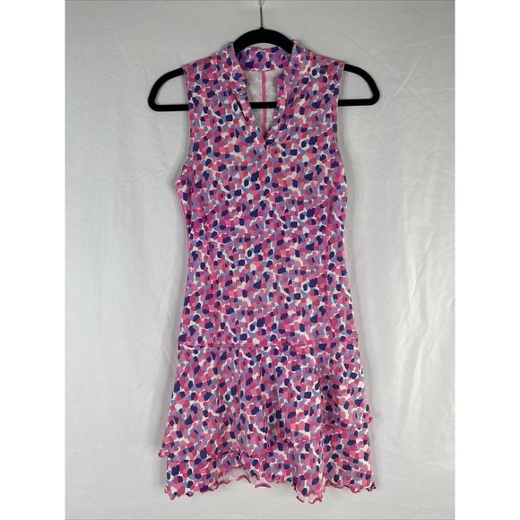EA Athletic Tennis Dress Women Size 1 Pink Purple Sleeveless Layer Hem Stretch - Picture 1 of 13